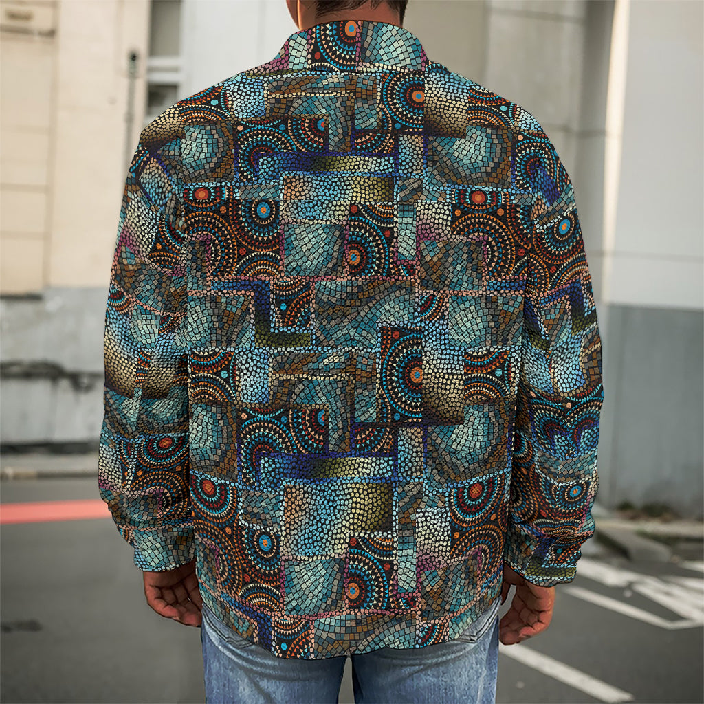 Mosaic Patchwork Pattern Print Men's Shirt Jacket