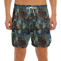 Mosaic Patchwork Pattern Print Men's Split Running Shorts