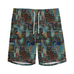 Mosaic Patchwork Pattern Print Men's Sports Shorts