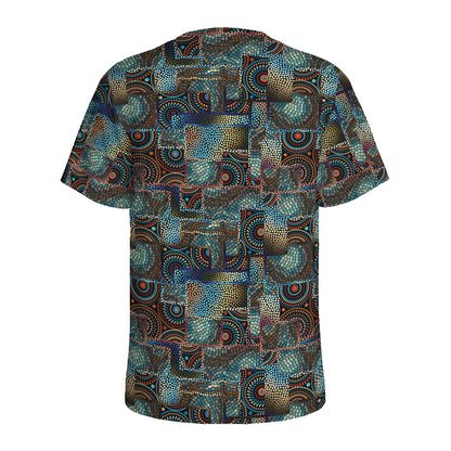 Mosaic Patchwork Pattern Print Men's Sports T-Shirt