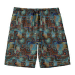 Mosaic Patchwork Pattern Print Men's Swim Trunks