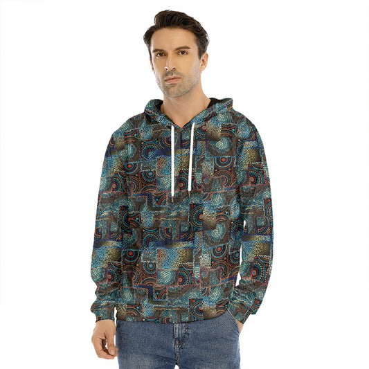 Mosaic Patchwork Pattern Print Men's Velvet Pullover Hoodie