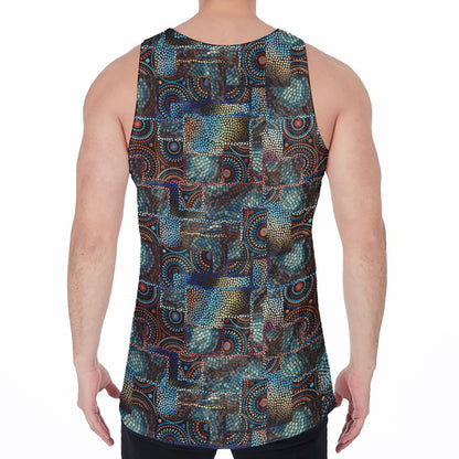 Mosaic Patchwork Pattern Print Men's Velvet Tank Top