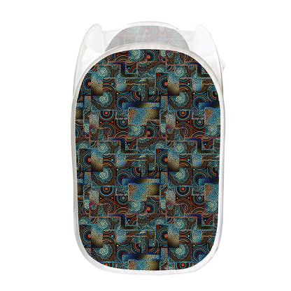 Mosaic Patchwork Pattern Print Mesh Laundry Hamper