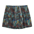 Mosaic Patchwork Pattern Print Mesh Shorts