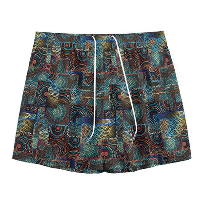 Mosaic Patchwork Pattern Print Mesh Shorts