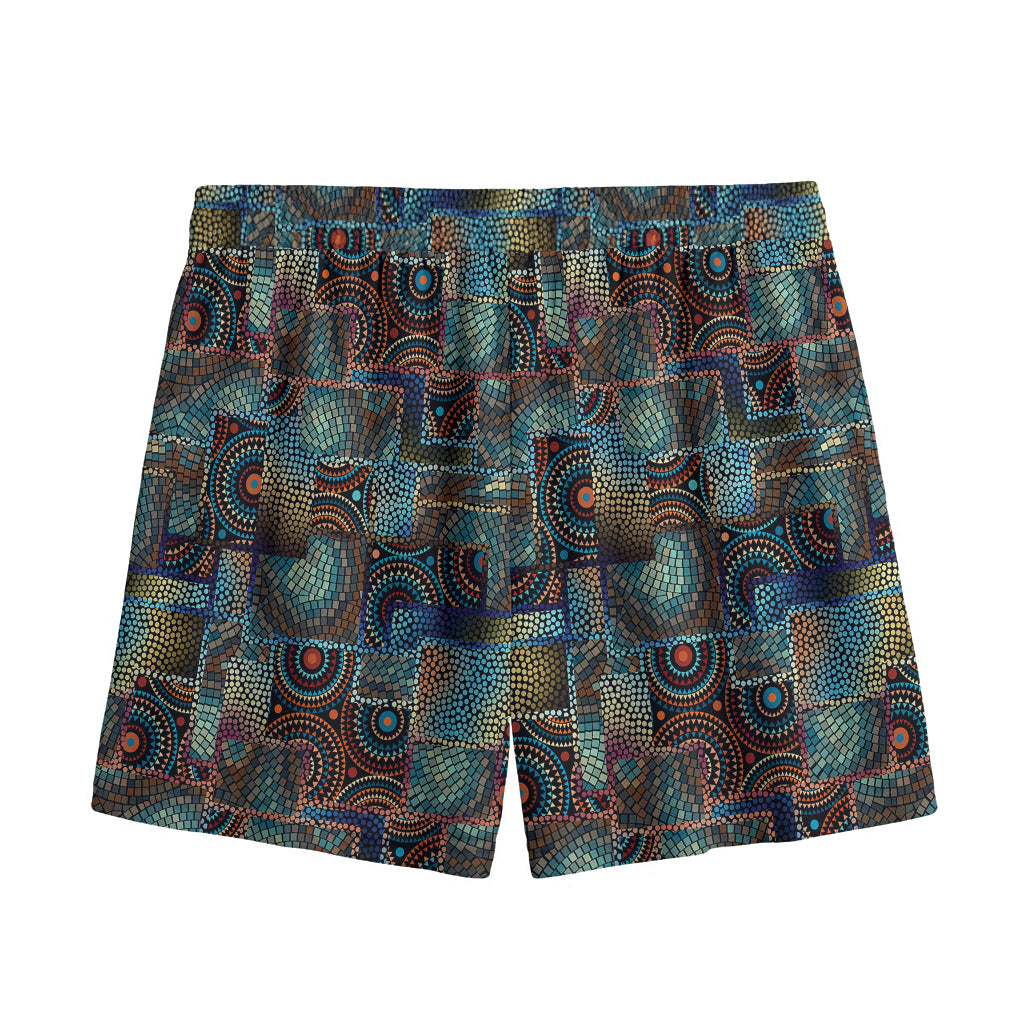 Mosaic Patchwork Pattern Print Mesh Shorts