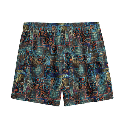 Mosaic Patchwork Pattern Print Mesh Shorts