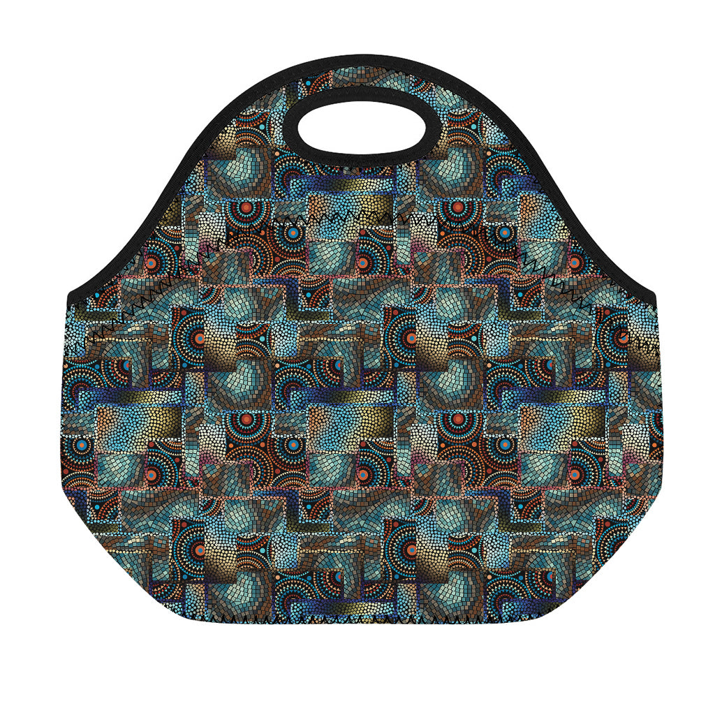 Mosaic Patchwork Pattern Print Neoprene Lunch Bag