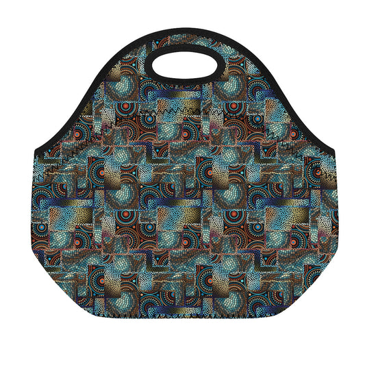 Mosaic Patchwork Pattern Print Neoprene Lunch Bag