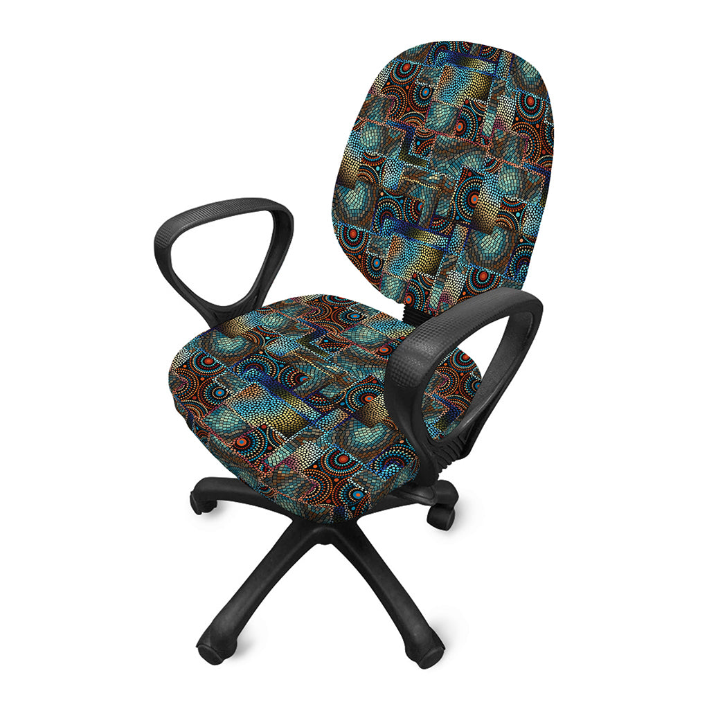 Mosaic Patchwork Pattern Print Office Chair Cover