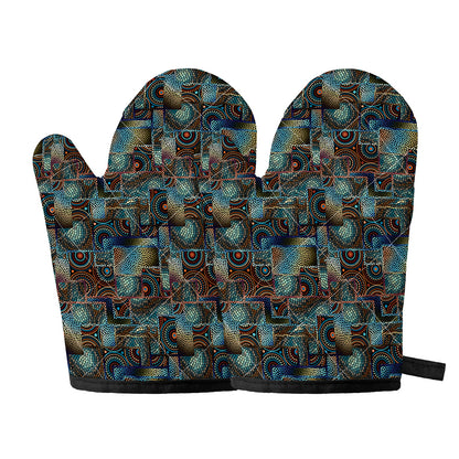 Mosaic Patchwork Pattern Print Oven Mitts