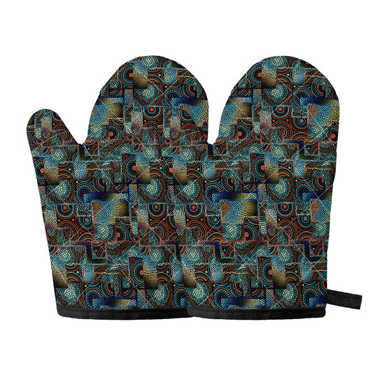 Mosaic Patchwork Pattern Print Oven Mitts
