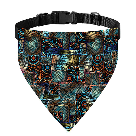 Mosaic Patchwork Pattern Print Over The Collar Dog Bandana