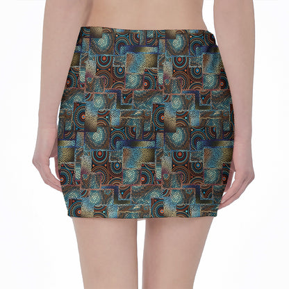 Mosaic Patchwork Pattern Print Pencil Mini Skirt
