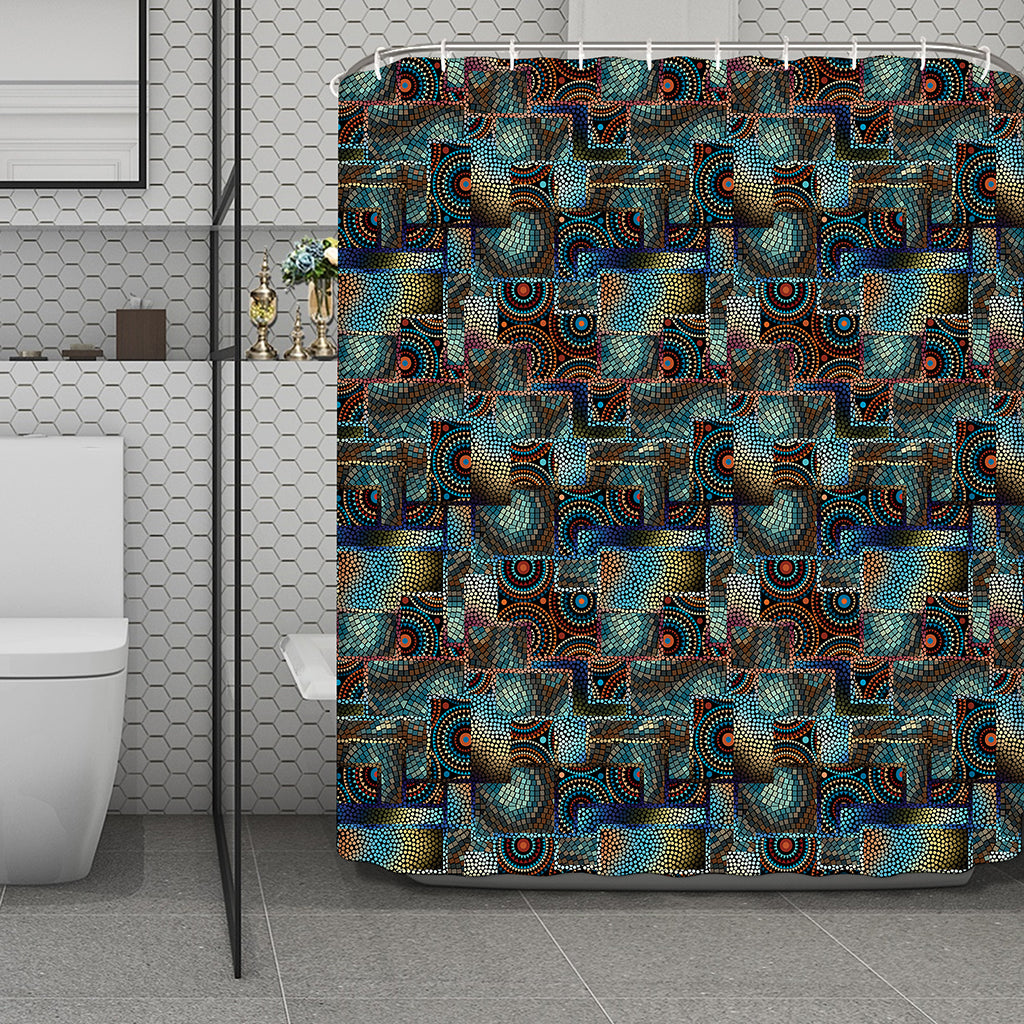 Mosaic Patchwork Pattern Print Polyester Shower Curtain
