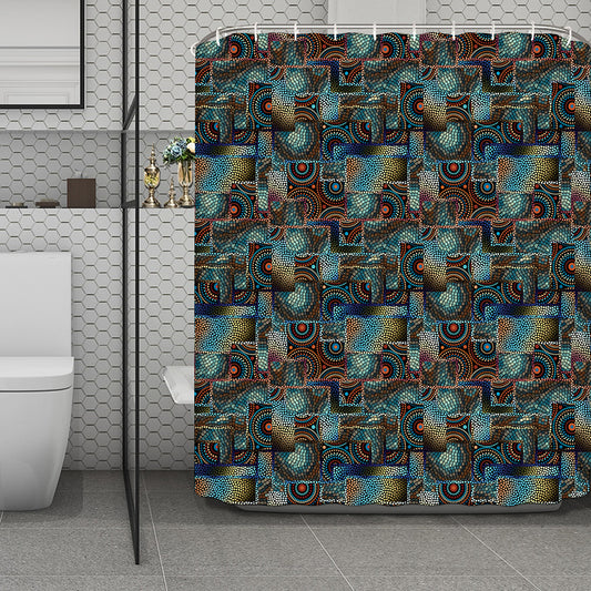 Mosaic Patchwork Pattern Print Polyester Shower Curtain