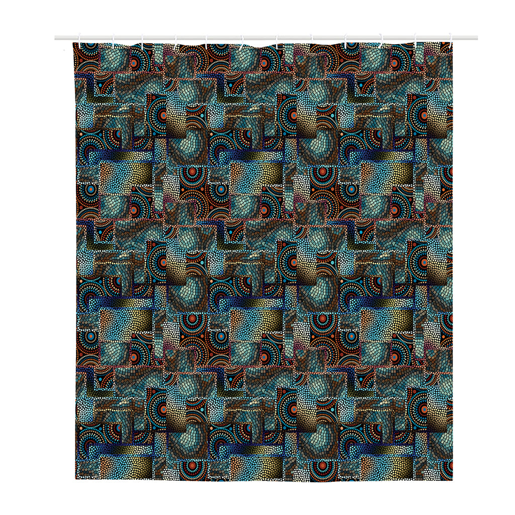 Mosaic Patchwork Pattern Print Polyester Shower Curtain