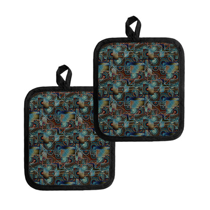 Mosaic Patchwork Pattern Print Pot Holders