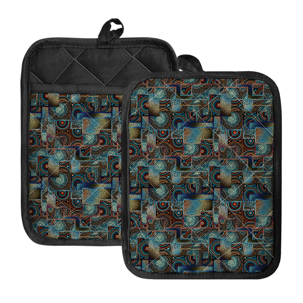 Mosaic Patchwork Pattern Print Pot Holders With Pocket