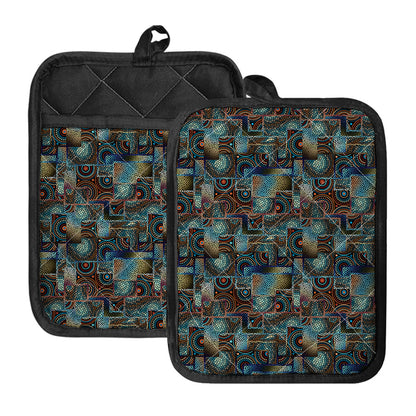 Mosaic Patchwork Pattern Print Pot Holders With Pocket