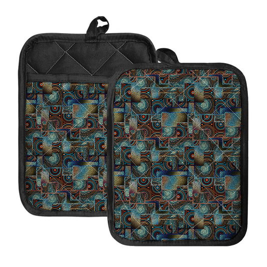 Mosaic Patchwork Pattern Print Pot Holders With Pocket