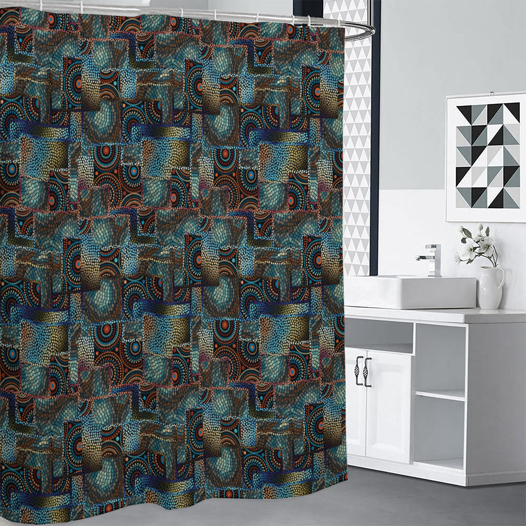 Mosaic Patchwork Pattern Print Premium Shower Curtain