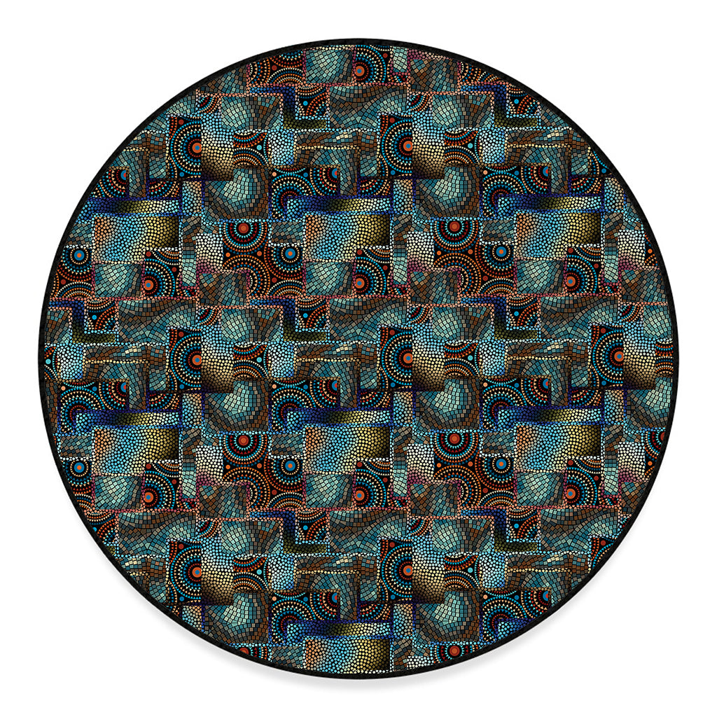 Mosaic Patchwork Pattern Print Round Floor Mat