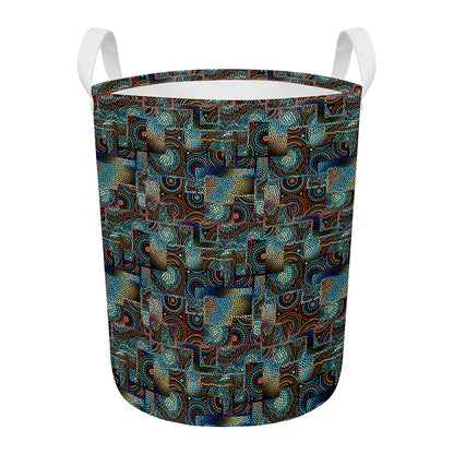 Mosaic Patchwork Pattern Print Round Laundry Basket