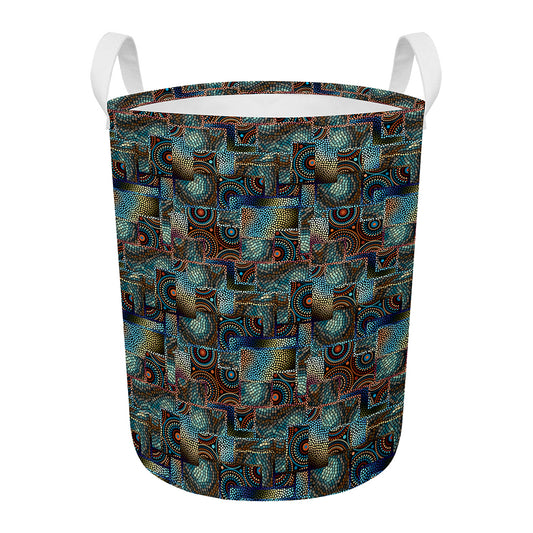 Mosaic Patchwork Pattern Print Round Laundry Basket