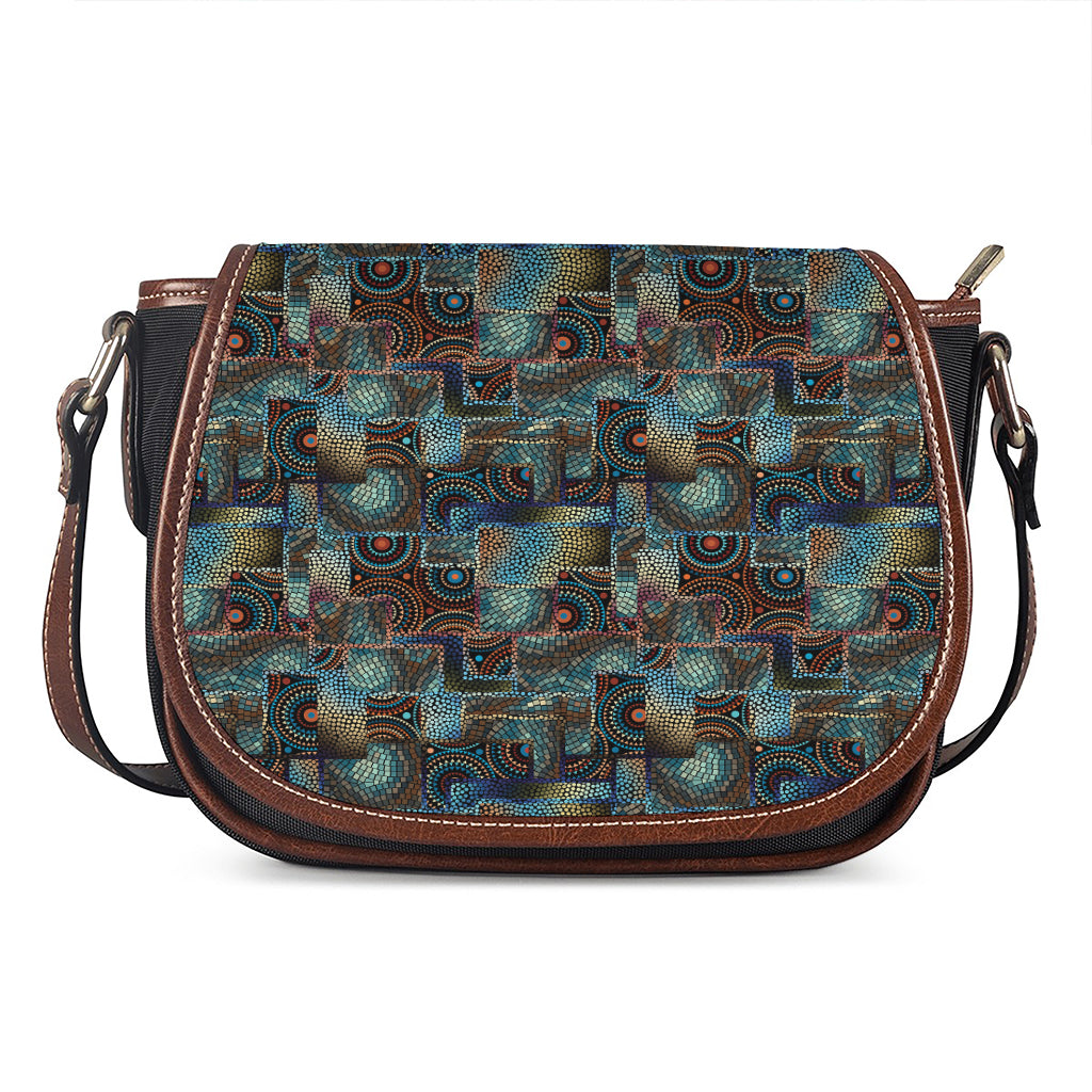 Mosaic Patchwork Pattern Print Saddle Bag