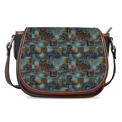 Mosaic Patchwork Pattern Print Saddle Bag