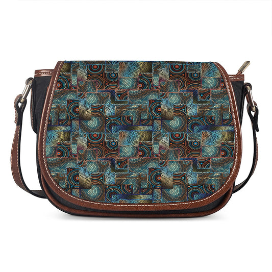 Mosaic Patchwork Pattern Print Saddle Bag