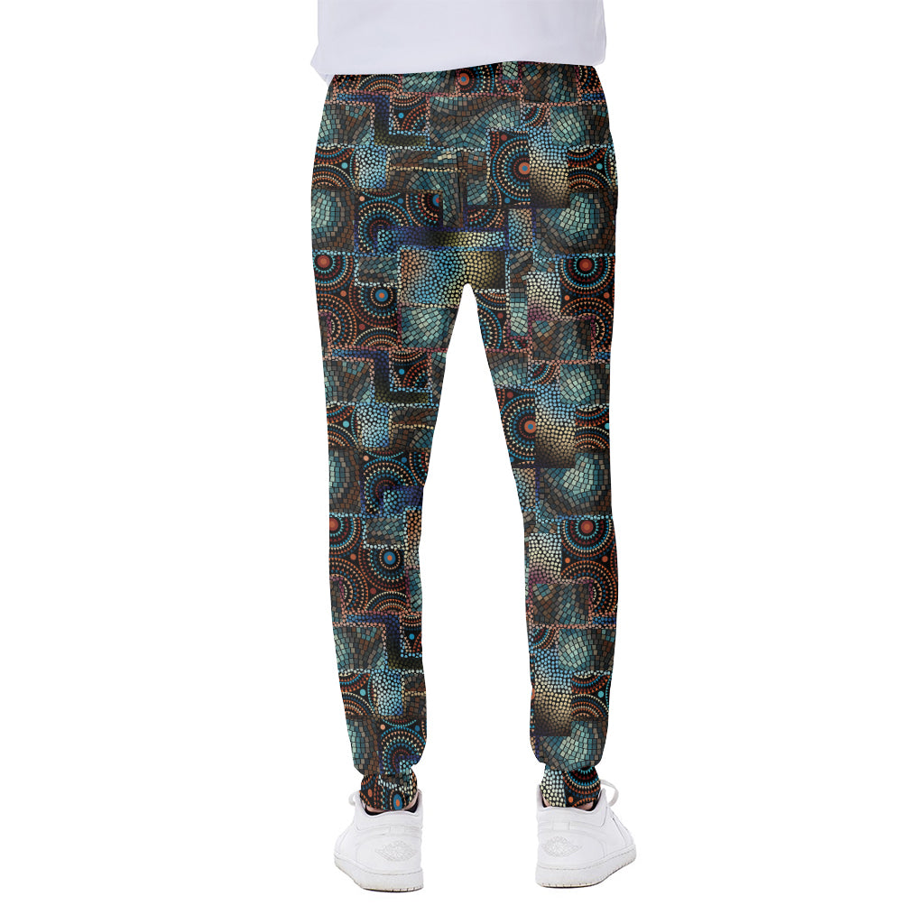 Mosaic Patchwork Pattern Print Scuba Joggers