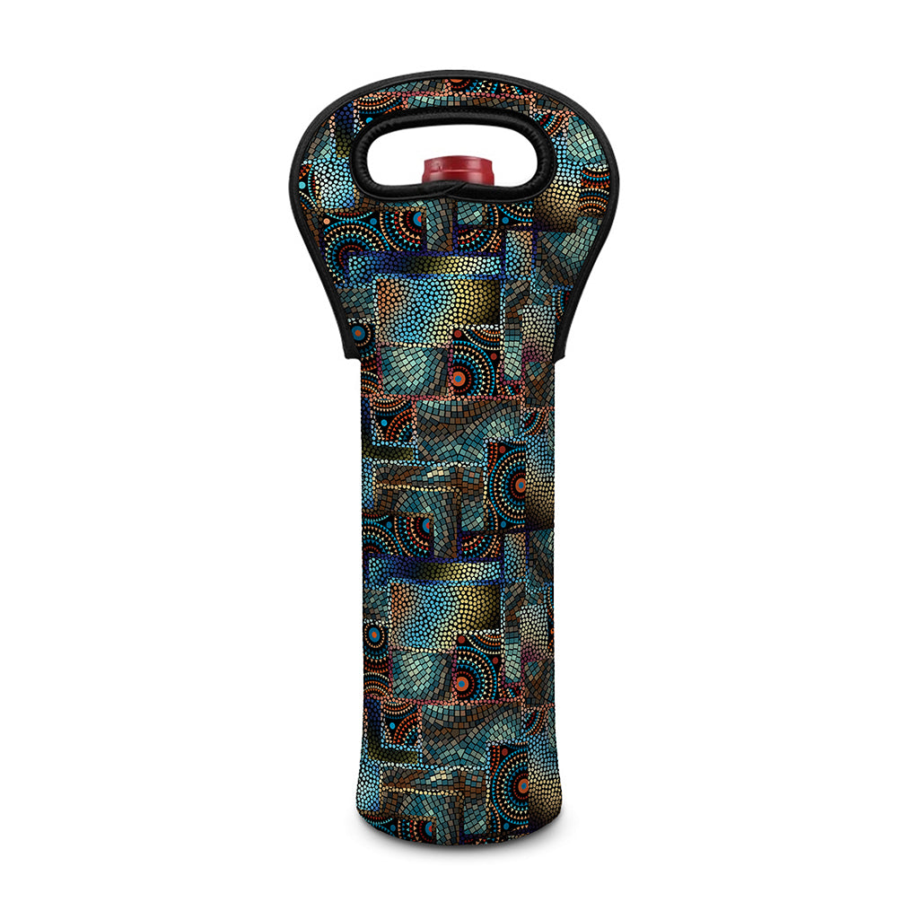 Mosaic Patchwork Pattern Print Single Neoprene Wine Tote