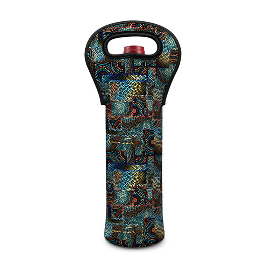 Mosaic Patchwork Pattern Print Single Neoprene Wine Tote