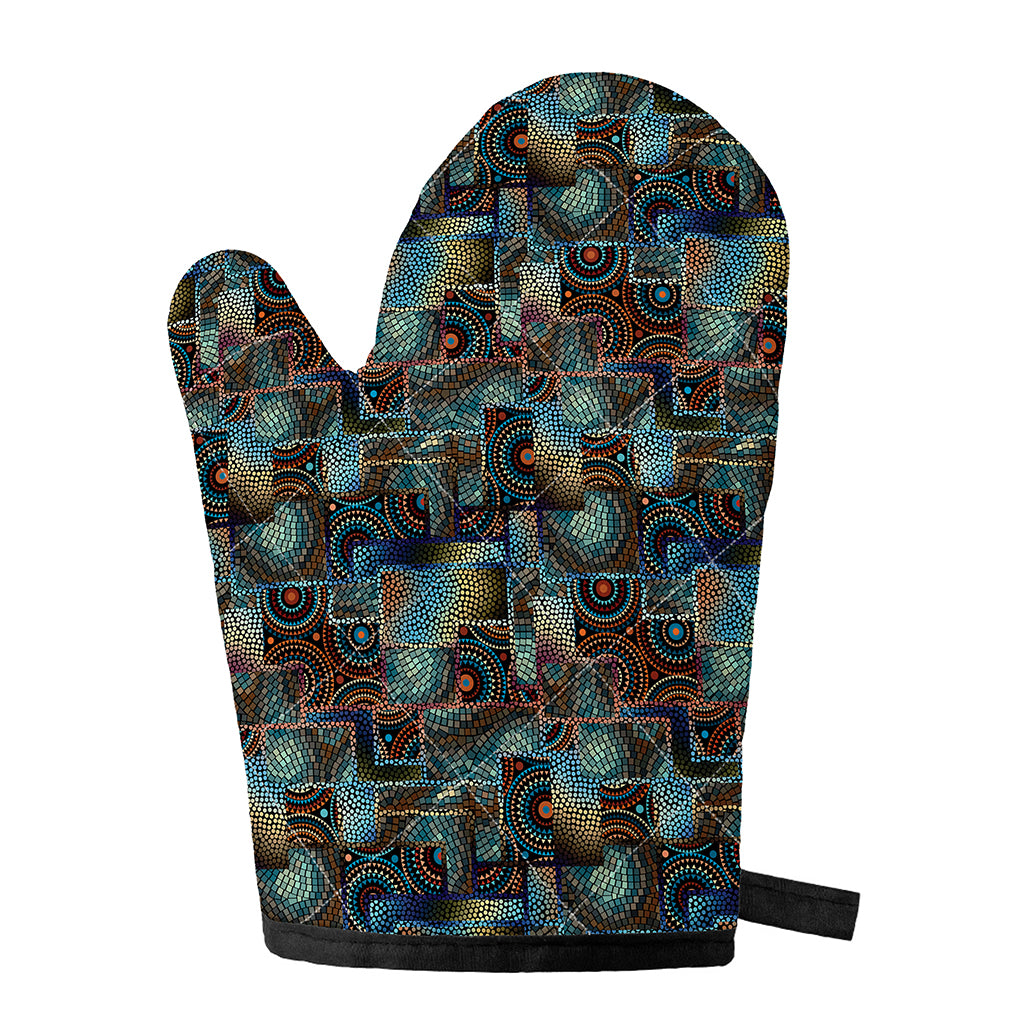 Mosaic Patchwork Pattern Print Single Oven Mitt