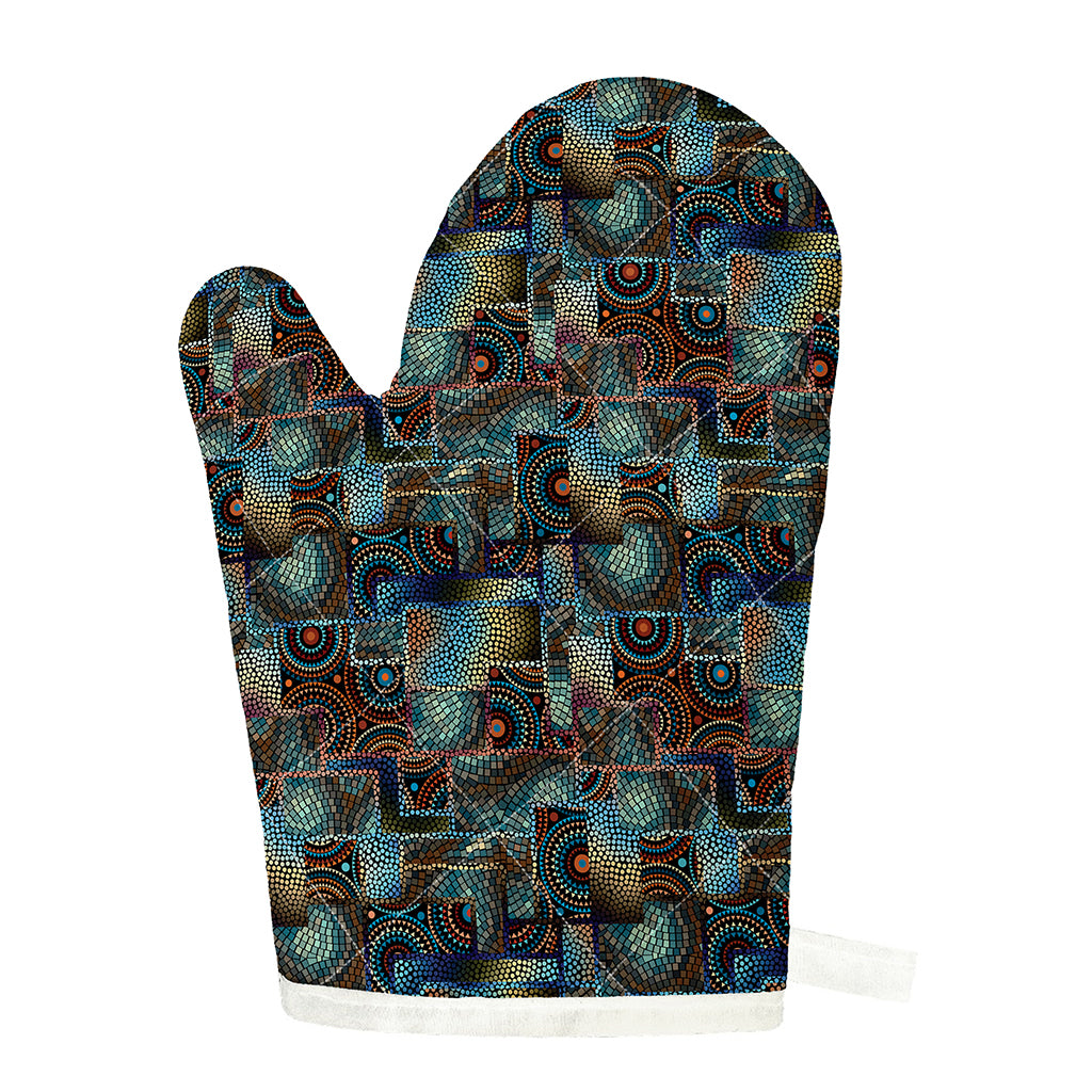 Mosaic Patchwork Pattern Print Single Oven Mitt