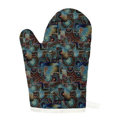 Mosaic Patchwork Pattern Print Single Oven Mitt