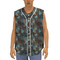 Mosaic Patchwork Pattern Print Sleeveless Baseball Jersey