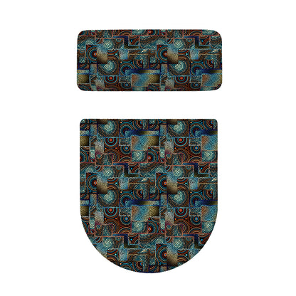 Mosaic Patchwork Pattern Print Toilet Lid And Tank Cover Set