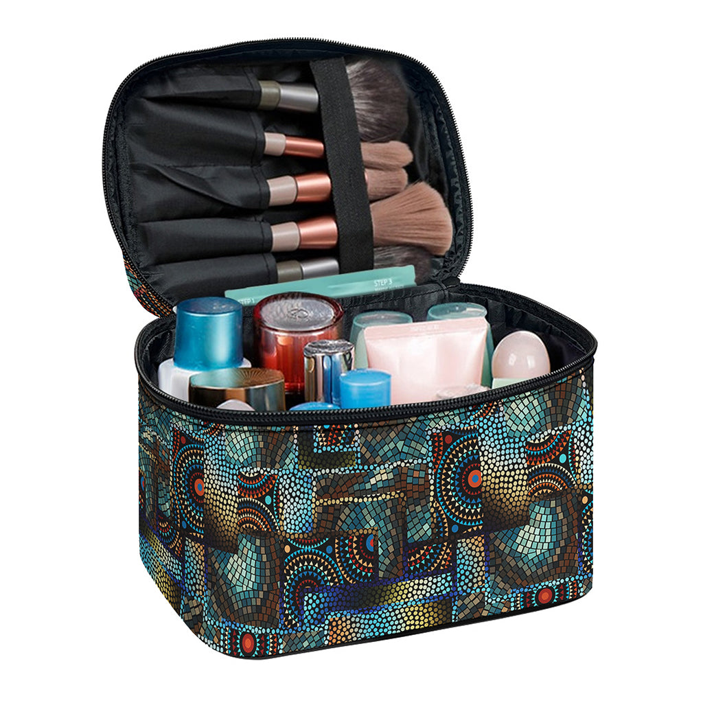 Mosaic Patchwork Pattern Print Travel Makeup Bag