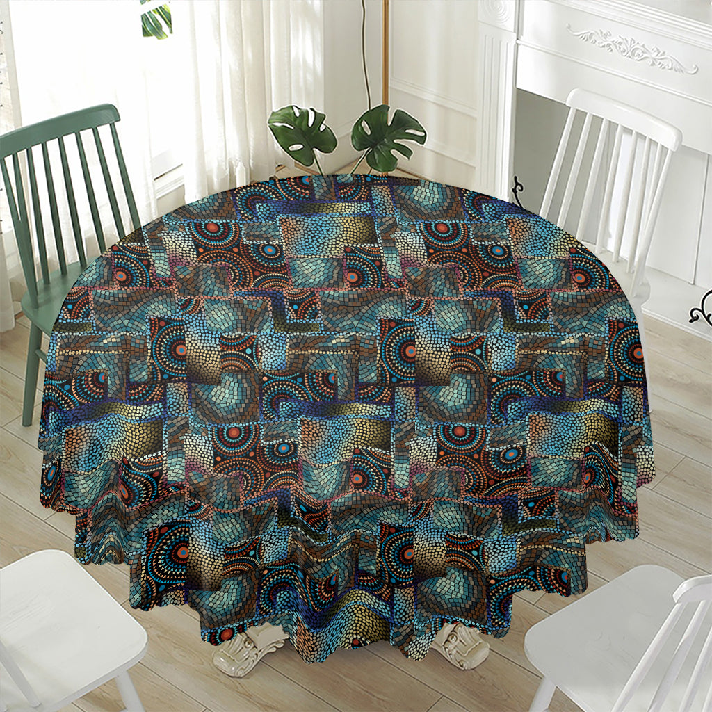 Mosaic Patchwork Pattern Print Waterproof Round Tablecloth
