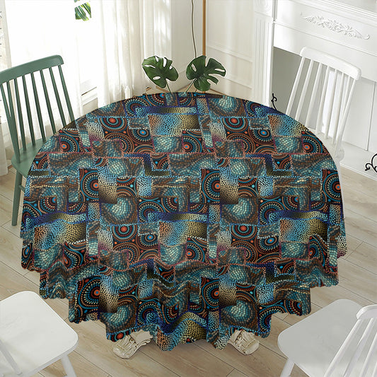 Mosaic Patchwork Pattern Print Waterproof Round Tablecloth