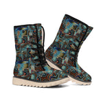 Mosaic Patchwork Pattern Print Winter Boots