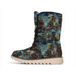 Mosaic Patchwork Pattern Print Winter Boots