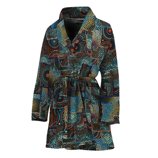 Mosaic Patchwork Pattern Print Women's Bathrobe