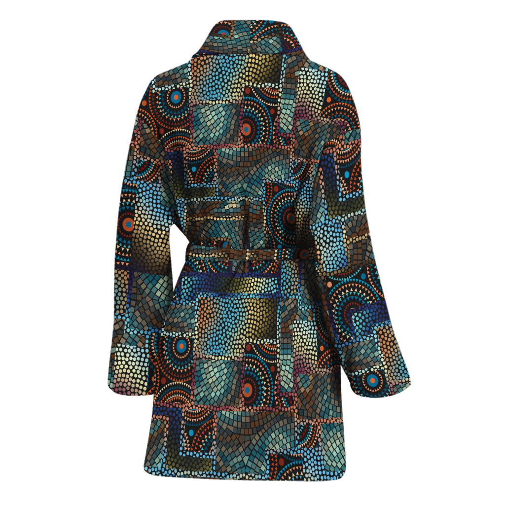 Mosaic Patchwork Pattern Print Women's Bathrobe