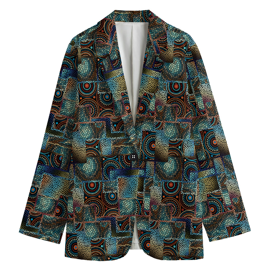Mosaic Patchwork Pattern Print Women's Blazer