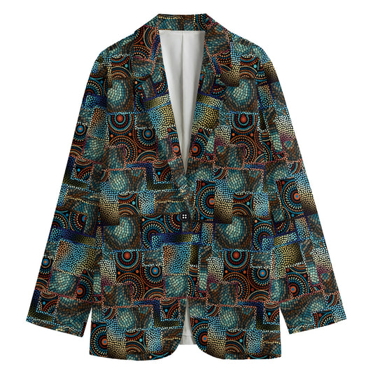 Mosaic Patchwork Pattern Print Women's Blazer